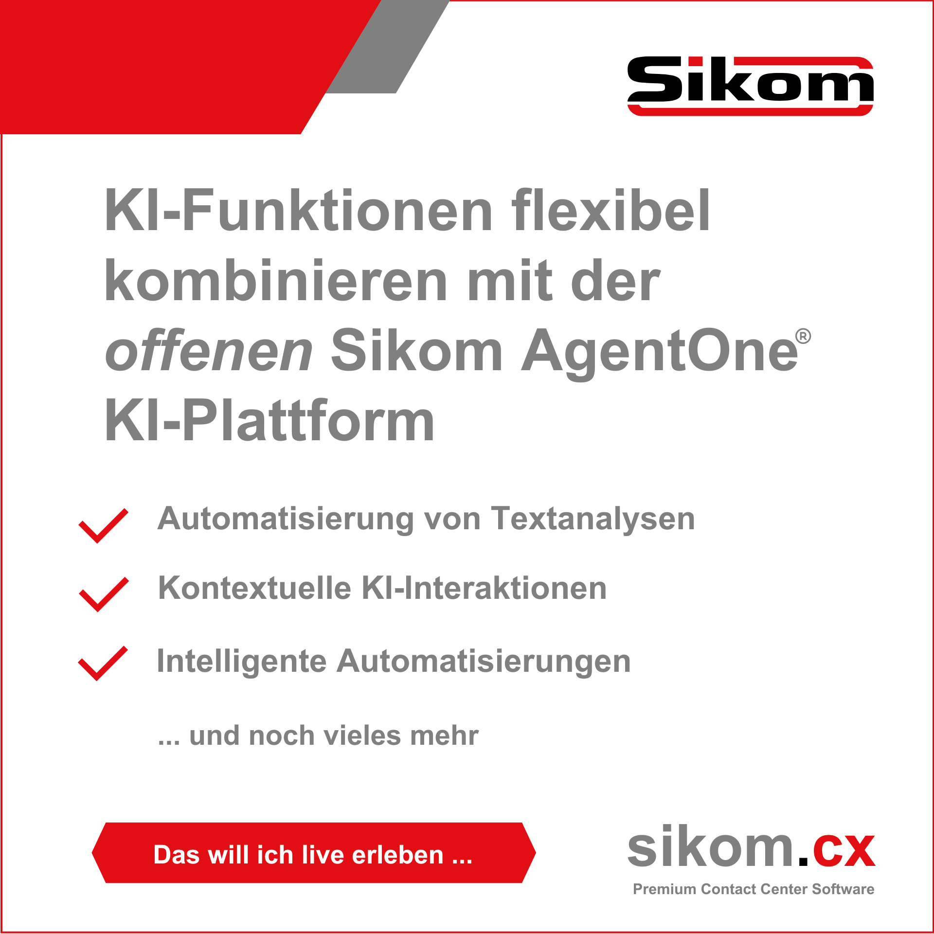 KI-Funktionen flexibel kombinieren mit der Sikom AgentOne® KI-Plattform